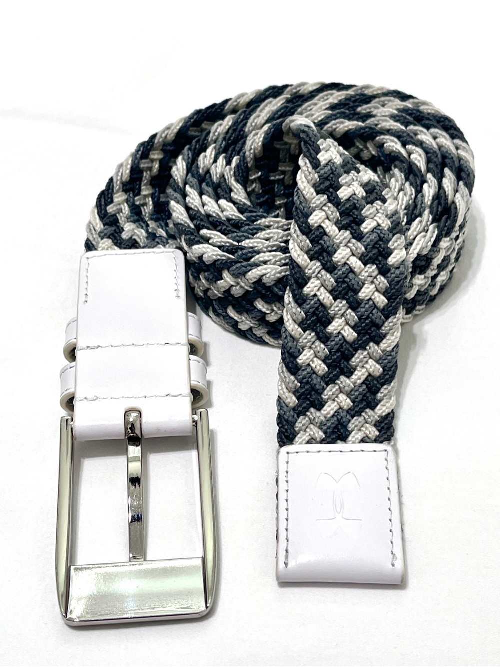 Under Armour Mens Braided Elastic Golf Belt Navy Gray White Athletic - Picture 3 of 3